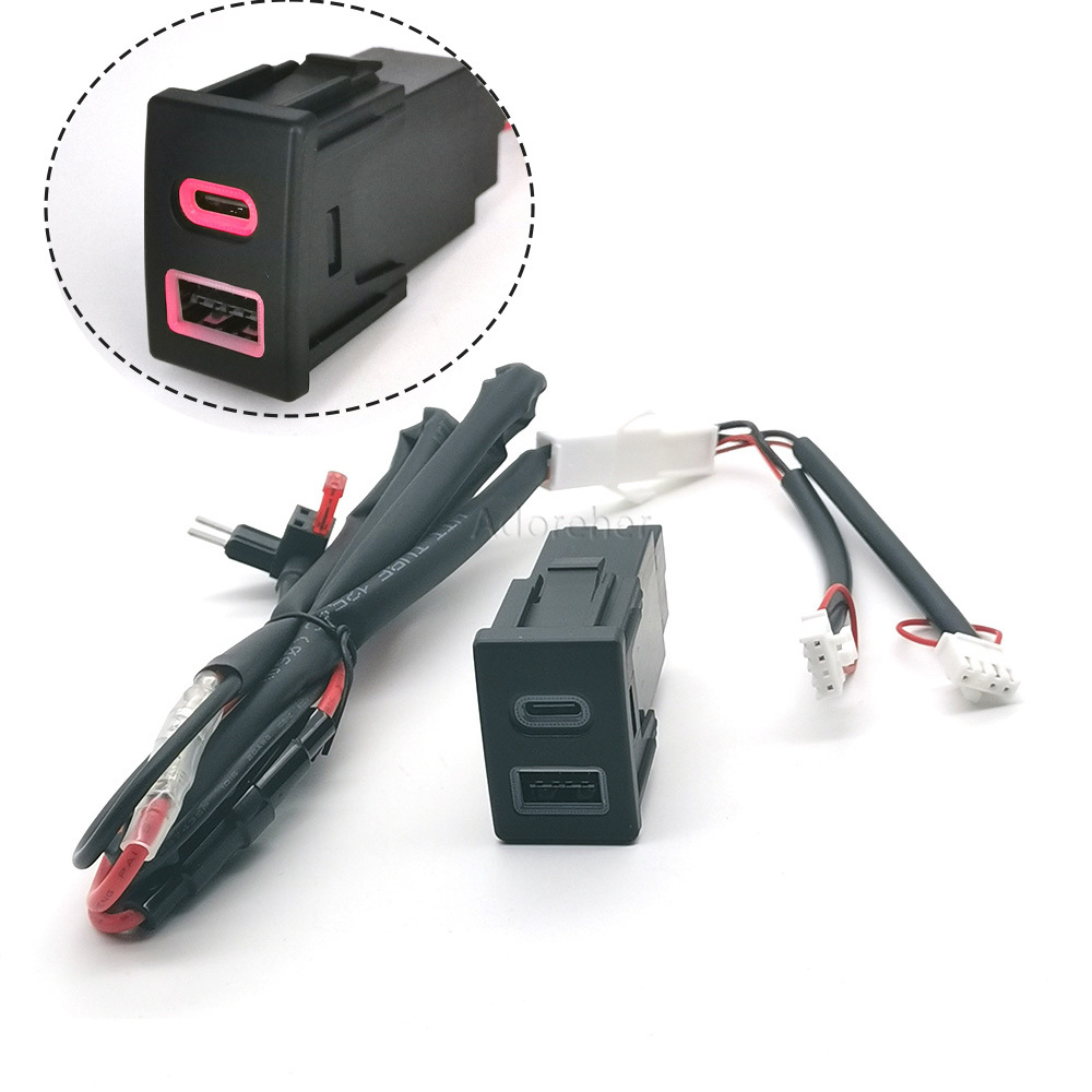 Usb C Power Adapter - Red LED Car Fast Charger Socket