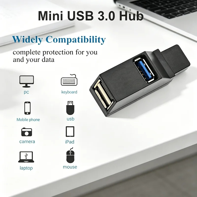 Laptop Accessories For Programmers - USB 3.0 2.0 Rotatable 3 Ports