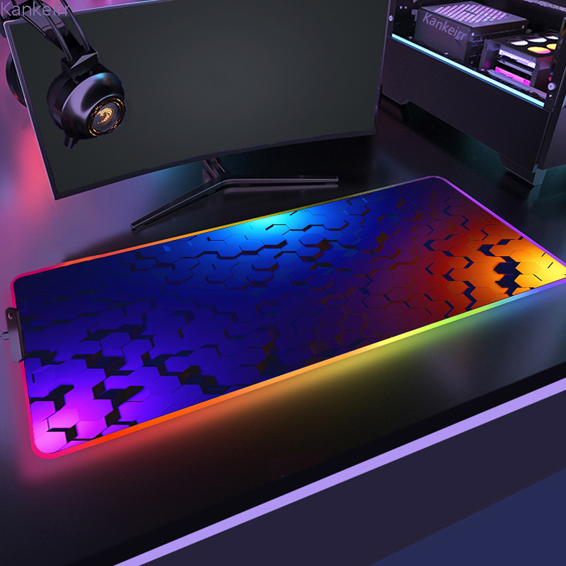 Laptop Accessories Rgb - RGB Hexagonal Mouse Pad 900x350 LED
