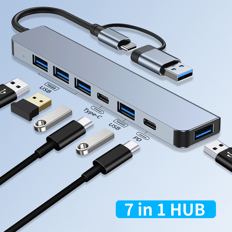 Laptop Accessories For Programmers - 7 Port USB A Type C