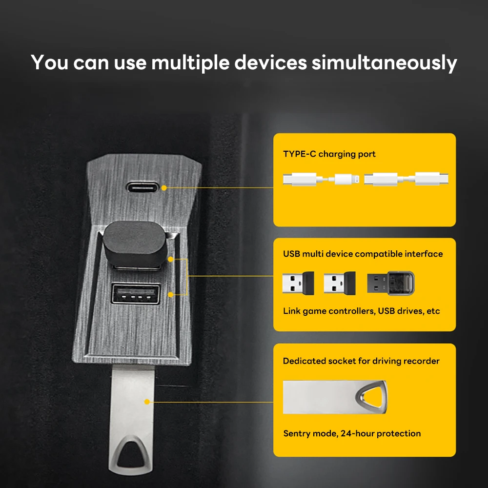 Usb C Docking Hub - 2026 Glovebox USB Hub For Tesla