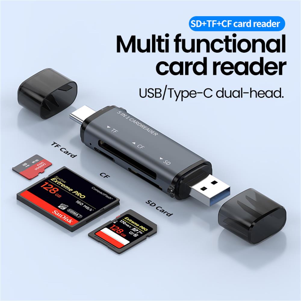 5 IN 1 USB Card Reader Type C  - Laptop Accessories For Programmers recension och pris