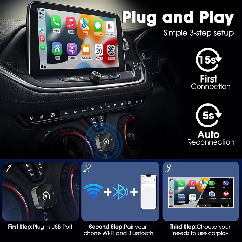 2-in-1 Wireless CarPlay Adapte - Usb C Power Adapter recension och pris