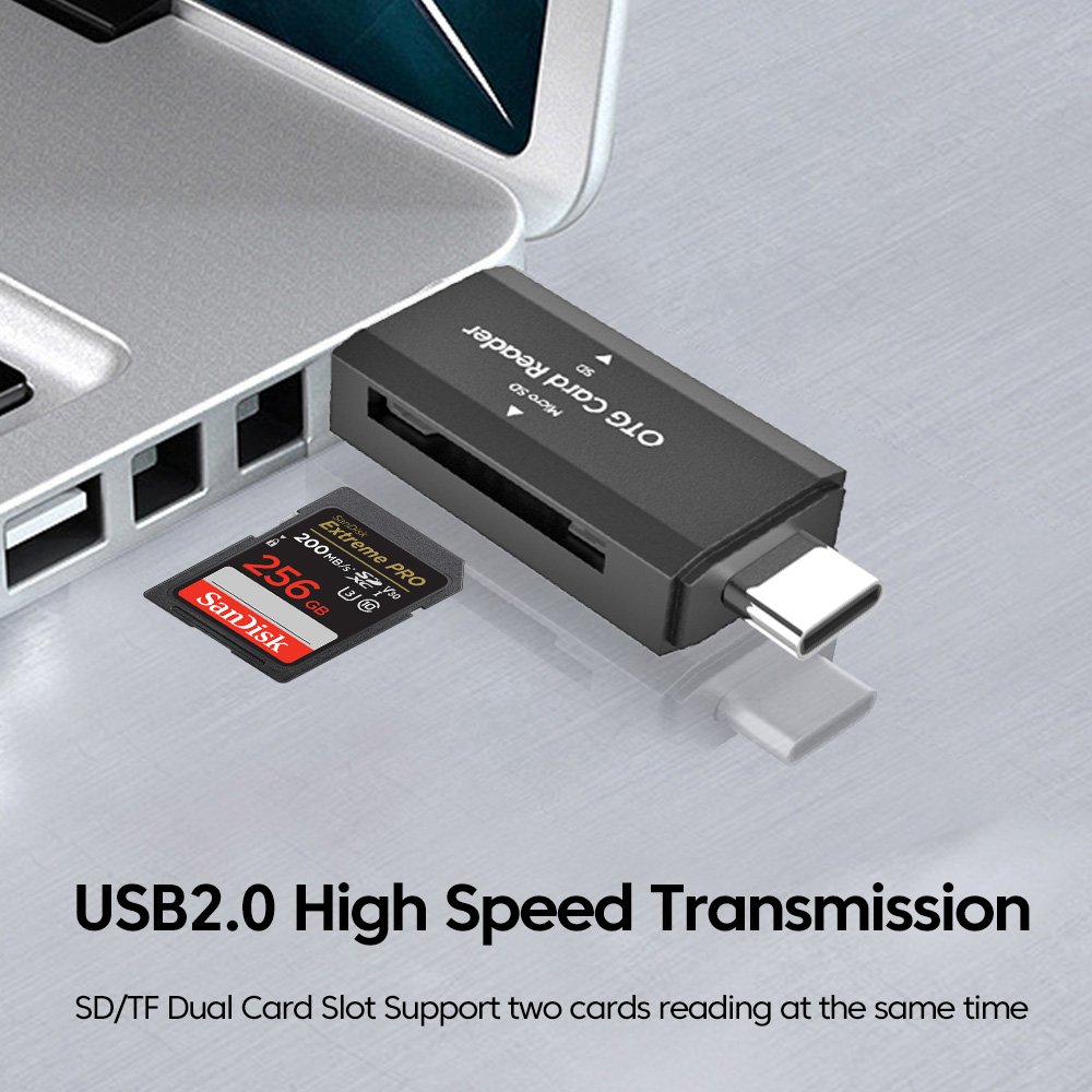 2 in 1 Type C SD TF Card Reade - Laptop Accessories For Programmers recension och pris