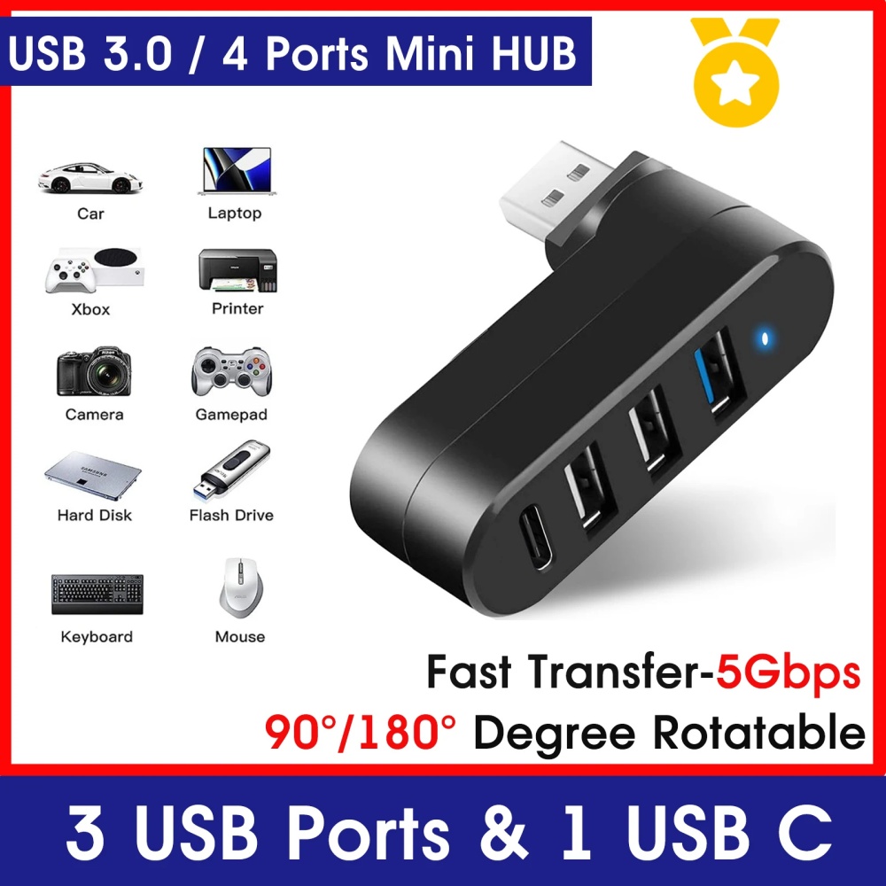 Mini Splitter 4 Ports USB Hub  - Laptop Accessories For Programmers recension och pris